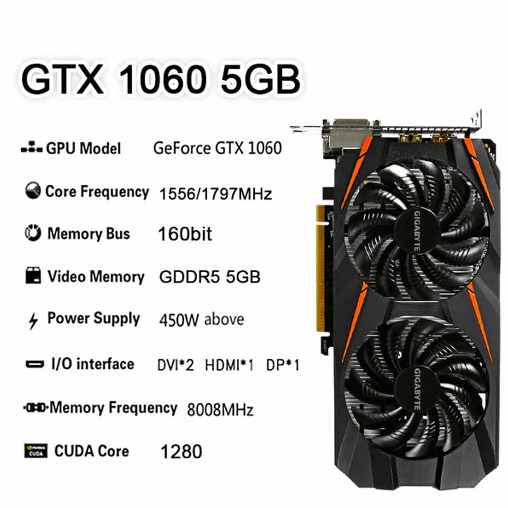 Placa de Vídeo GTX 1060 5Gb GDDR5 Gigabyte