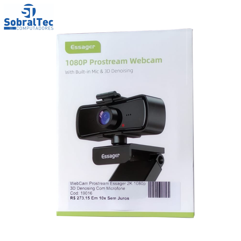 WebCam Prostream Essager 2K 1080p 3D Denosing  Com Microfone