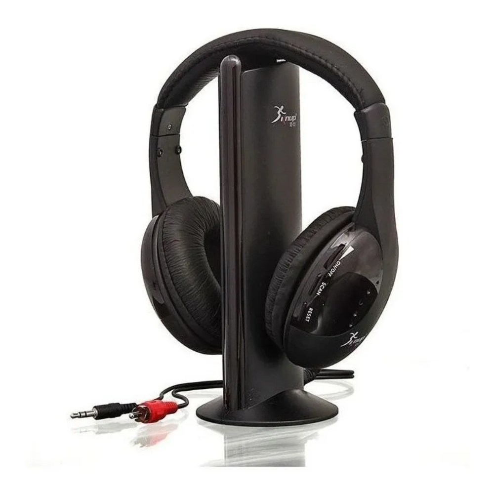Fone de Ouvido 5X1 RCA - P2 3,5MM Receptor de FM Knup KP-323