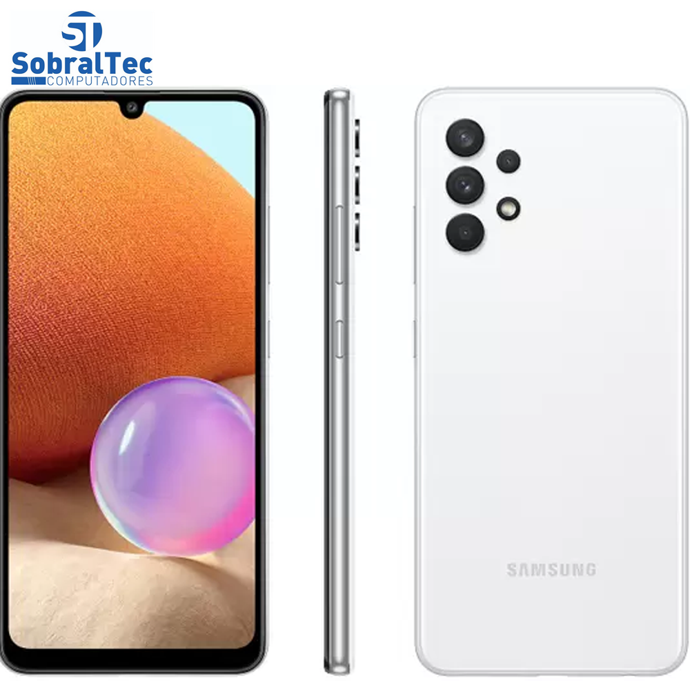 Smartphone Samsung Galaxy A32 128GB Branco 4G - 4GB RAM Tela 6,4” Câm. Quádrupla + Selfie 20MP