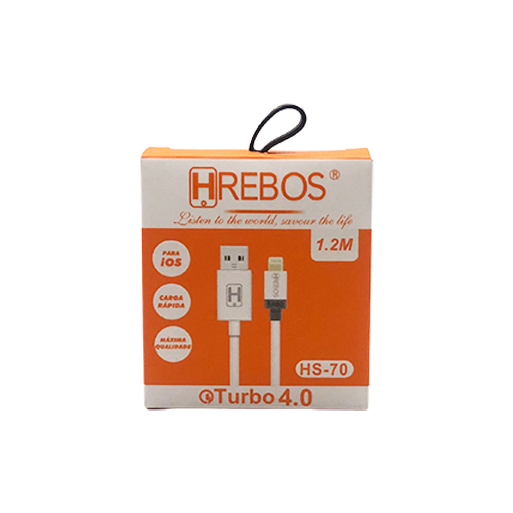 Cabo de Carregador para iPhone Lightning para USB Branco Hrebos - HS-70