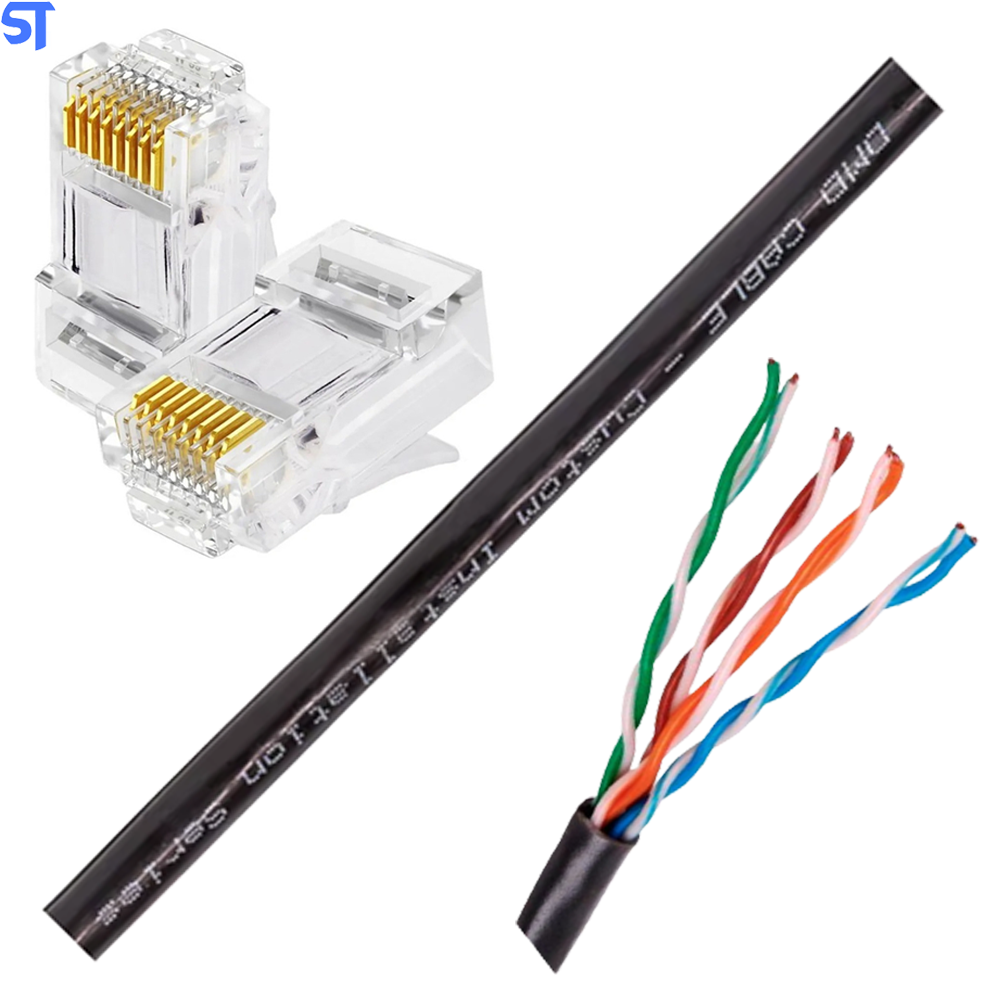 Cabo de Rede 3 Metros Mk2 Tecno 23AWG UTP Categoria 5E Preto 3Mt Com Plug Wurt