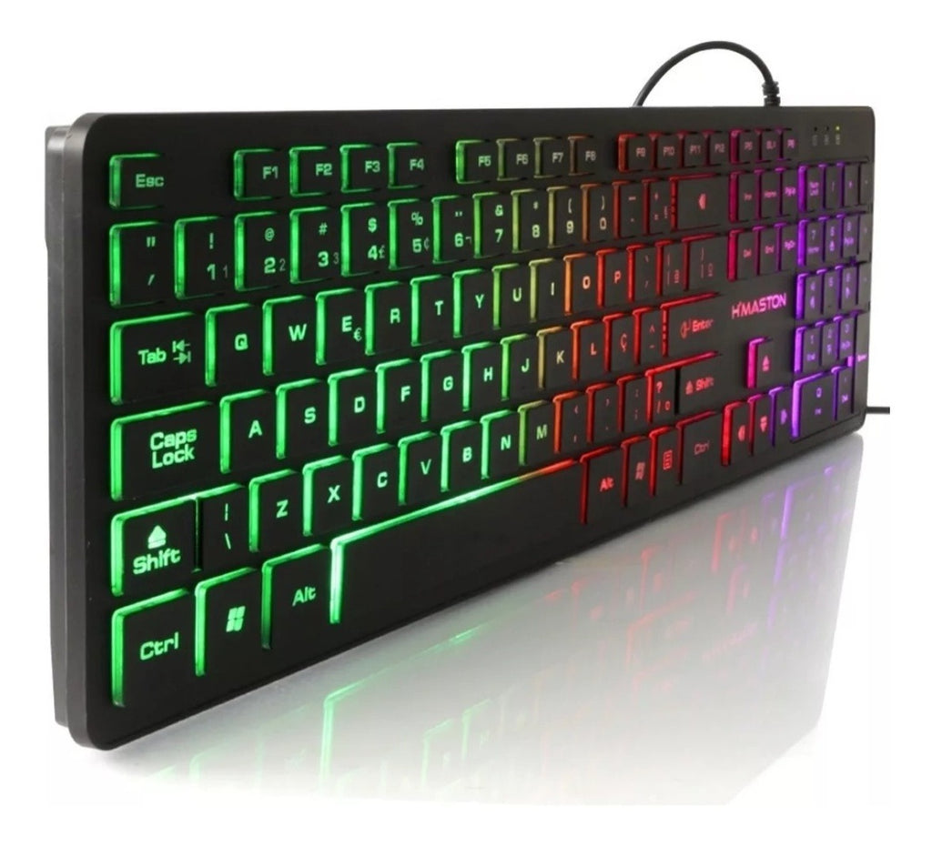 Teclado Gamer Usb Led Luminoso Neon Abnt2 Pc Notebook H.maston Ak-200