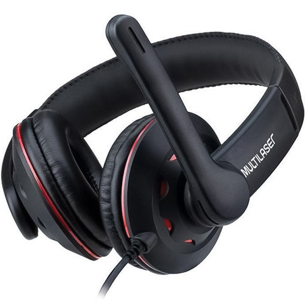 Fone de Ouvido Headset Gamer P3+P2 Preto e Vermelho Multilaser - PH335