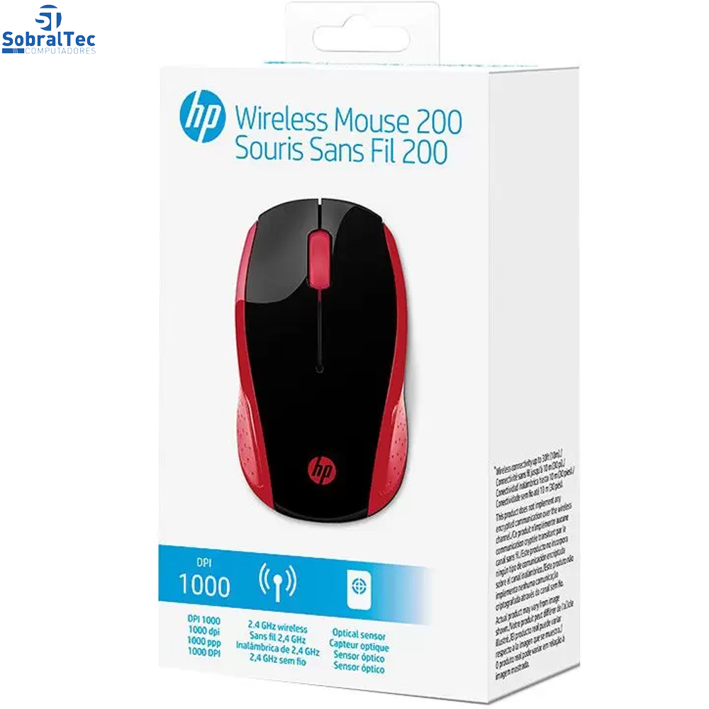 Mouse Sem Fio HP Óptico 1000DPI 200 Oman Vermelho