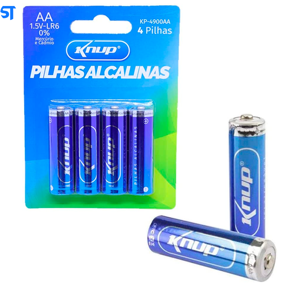 Pilha Alcalina Cartela Com 4 Pilhas Knup KP-4900AA