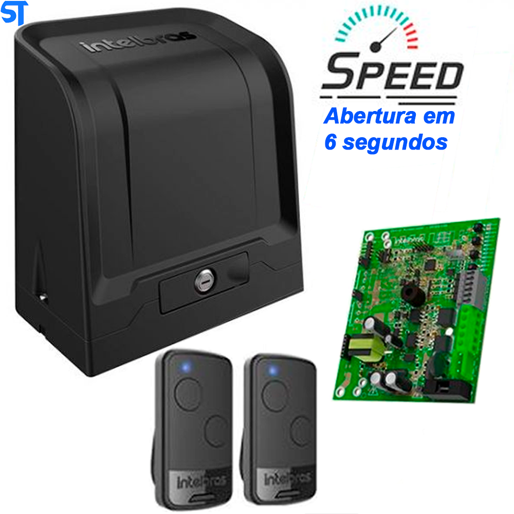 Motor Automatizador de Portão Intelbras DR 400 Deslizante 1/4 HP Com 2 Controles e Placa
