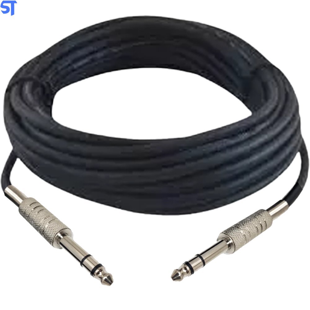Cabo P10 Stereo X P10 Stereo 25 Metros Balanceado TRS Preto - Fg Tec