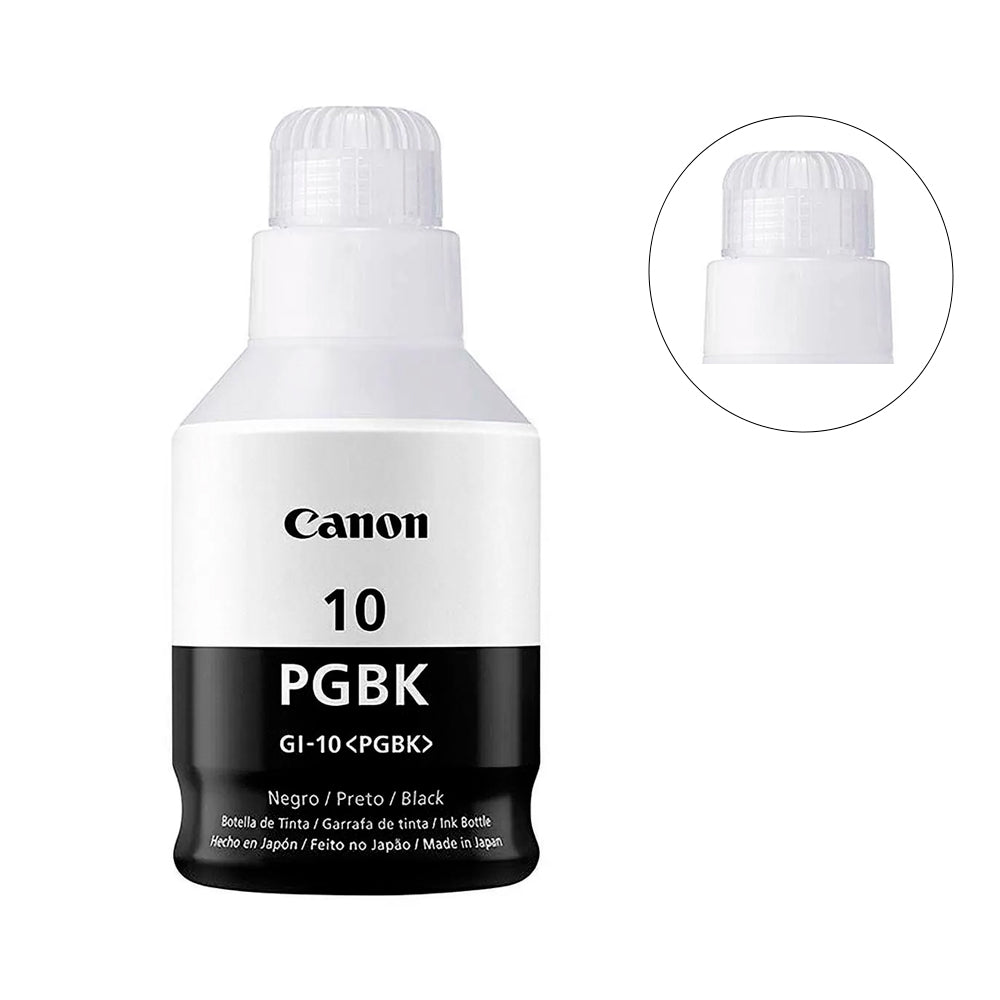 Garrafa de Tinta Canon GI 10Bk Preta 8.300 Paginas para Mega Tank G6010 G7010 GM2010 GM4010