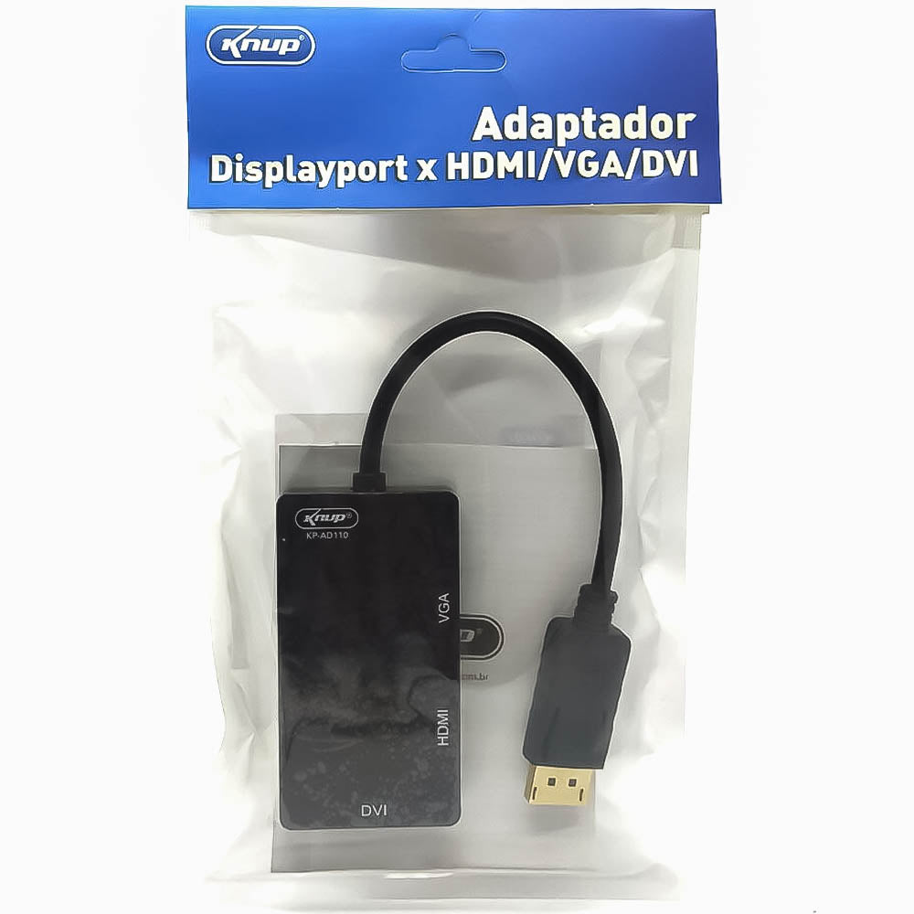 Adaptador Conversor Displayport Para HDMI/VGA/DVI KNUP - KP-AD110