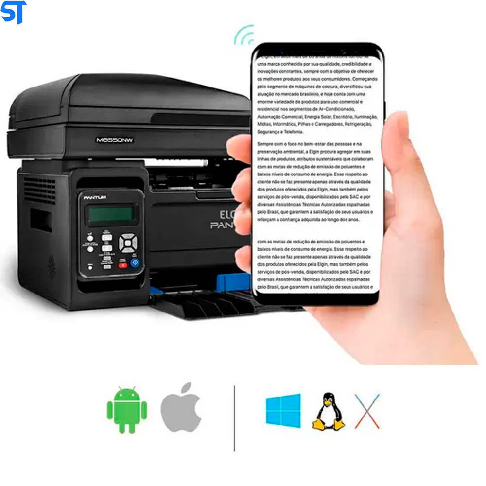 Multifuncional Elgin Pantum M6550NW Laser, Monocromática, Wi-Fi, USB 2.0 Preto 110V