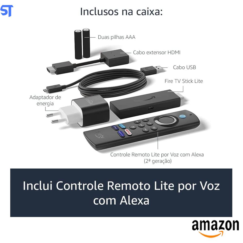 Fire TV Stick Lite Aparelho de Streaming Amazon - Full HD Com Controle Remoto