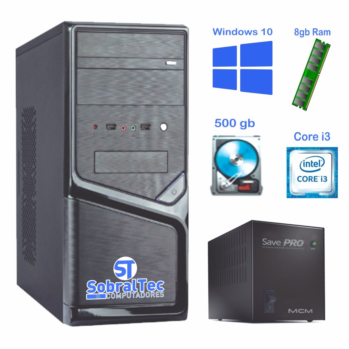 Computador Core i3 -Foxcon TG-H61-S -Memória Ram 4 GB -HD 500GB -Gab 5819C