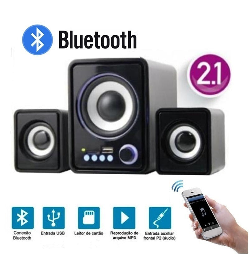 Caixa de Som Mini SubWoofer Blueto Usb Kp-6017Bh Knup