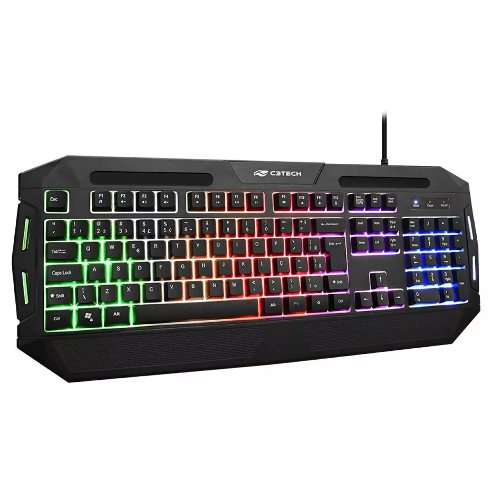 Teclado Gamer C3Tech, LED Multicolorido, USB, Anti-Ghosting, ABNT2, Preto - KG-80BK