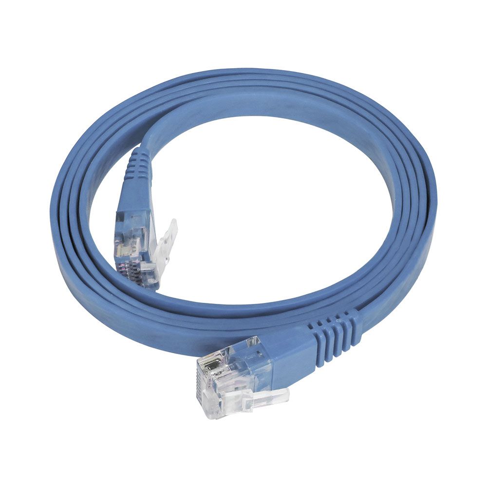 Patch Cord Flat Cable RJ45 Gigabit Flexível Cat6 1m Azul