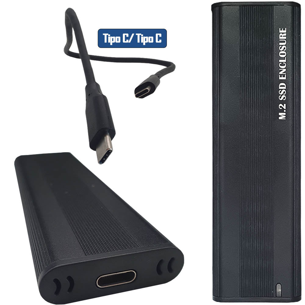 Case Externa Portatíl Para HD SSD M.2 NVMe  Em Alumínio Com Cabo USB-C/USB-C