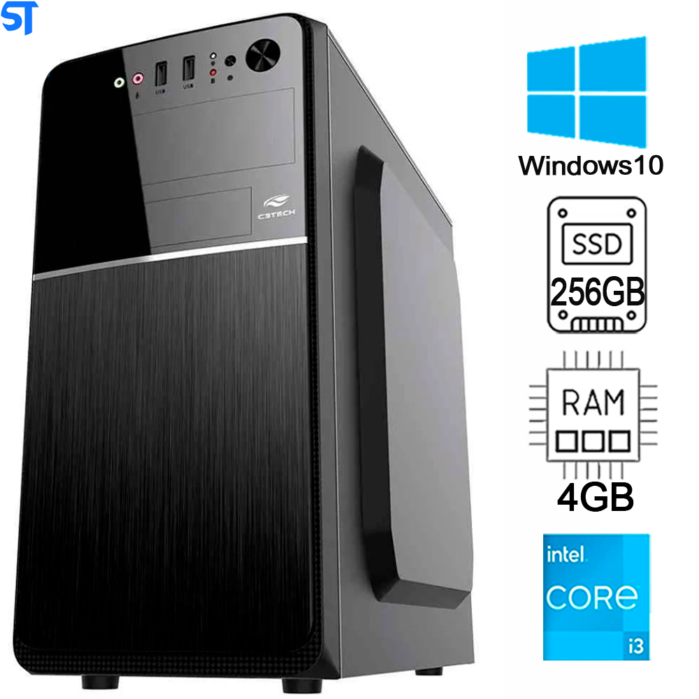 Computador Core i3-2120- HD SSD 256GB- Memória Ram 4GB- Com Wi-Fi - Windows 10