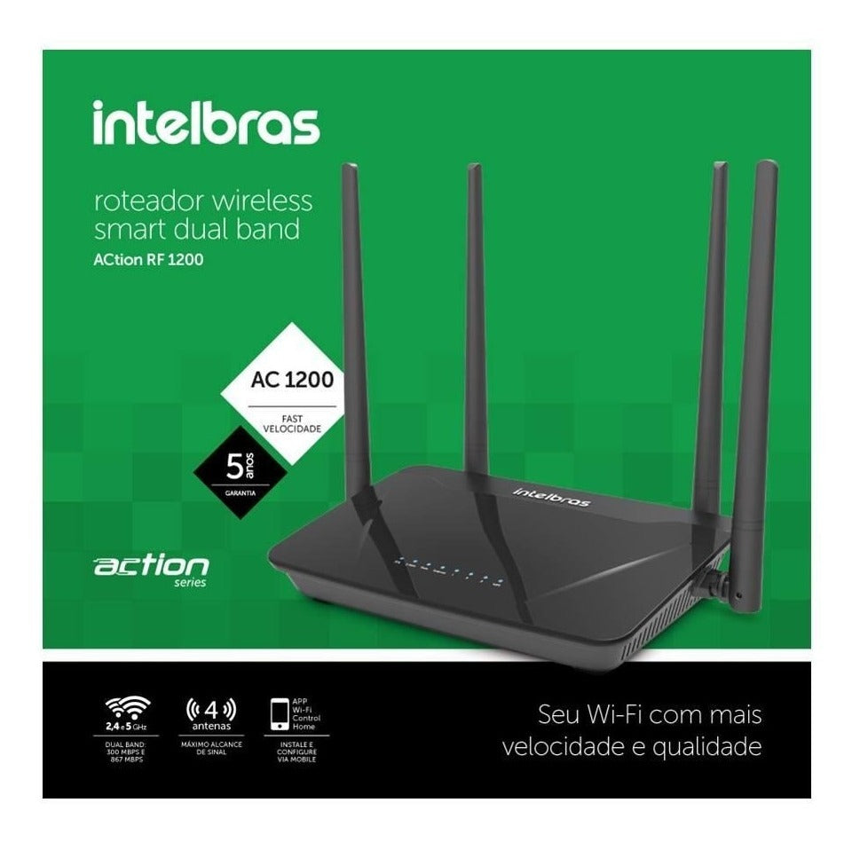 Roteador Wireless 1200 Mbps Intelbras RF1200 Action Smart Dual Band