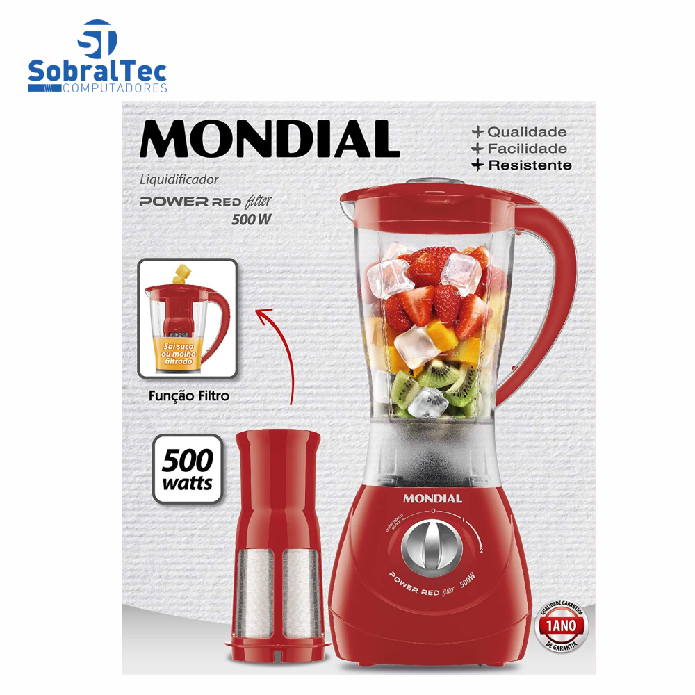 Liquidificador Mondial Turbo Power L-77 220V Vermelho Com Filtro