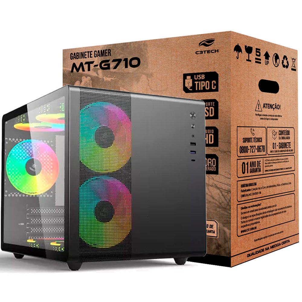 Gabinete Gamer Aquarius MT-G710BK Sem Fonte C3Tech