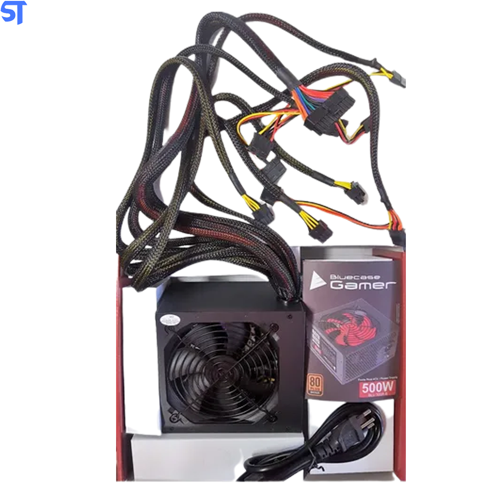 Fonte de Alimentação Atx 500W Real 80 Plus Bronze (Blu500r-b) - Bluecase - Com Ventilador Preto