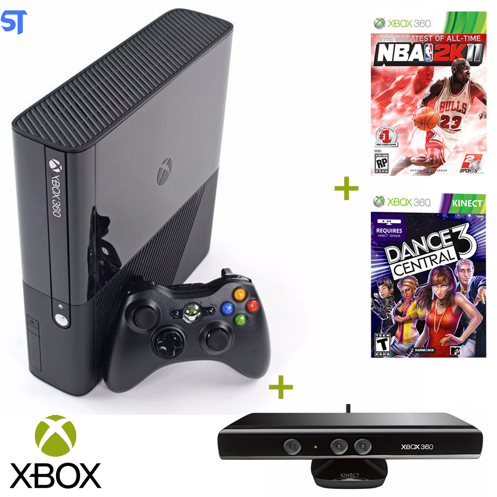 Console XBox 360 Slim HD 320GB Com 1 Controle e Kinect Desbloqueado Semi Novo + 2 Jogos