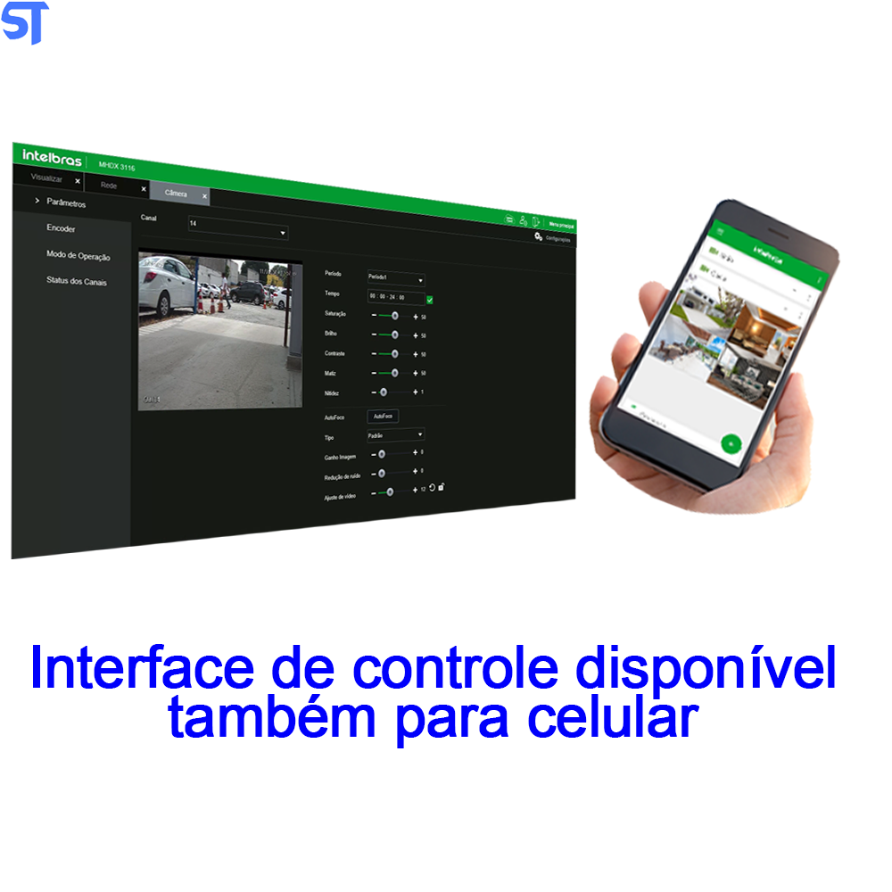 Kit Sistema de Câmeras Intelbras Com 8 Canais+ HD de 2TB + Fonte 10A+ 100 Metros de Cabo e Conectores