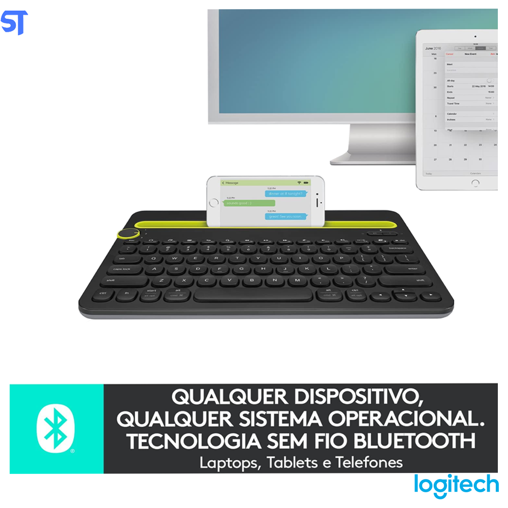Teclado Bluetooth Multi-device Para Computadores, Tablets E Smartphones - Logitech - K480