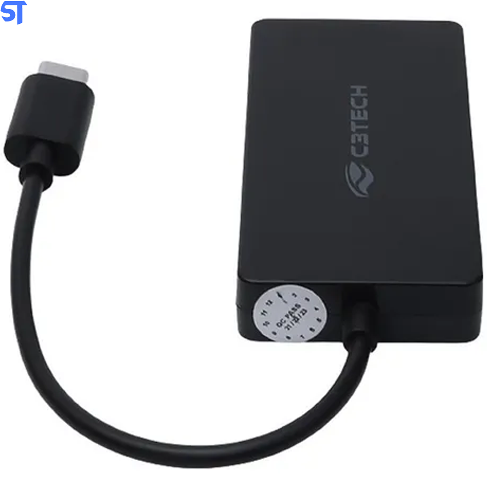 Hub USB Type C 2.0 Com 4 Portas USB HU-C200BK C3Tech