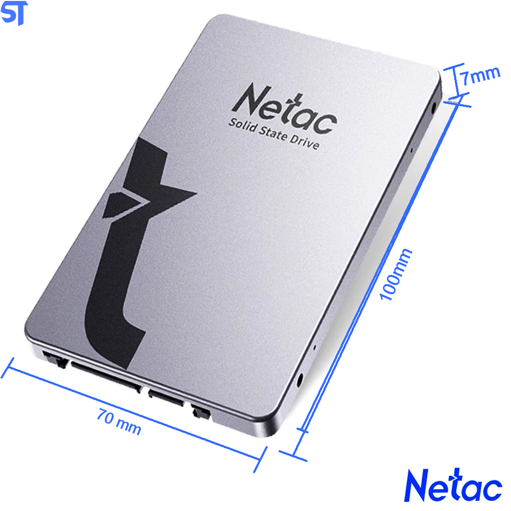 HD SSD Netac 128GB 2.5`SataIII 560Mbps de Leitura 520Mbps de Gravação - Aluminio