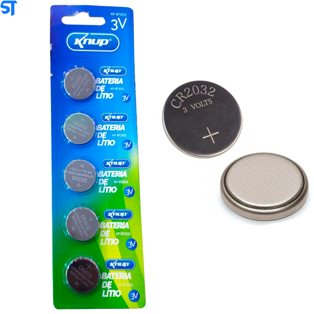 Cartela com 5 Bateria Botão de Lithium 3V Tipo Botão CR2032 Knup Kp-Bt2032