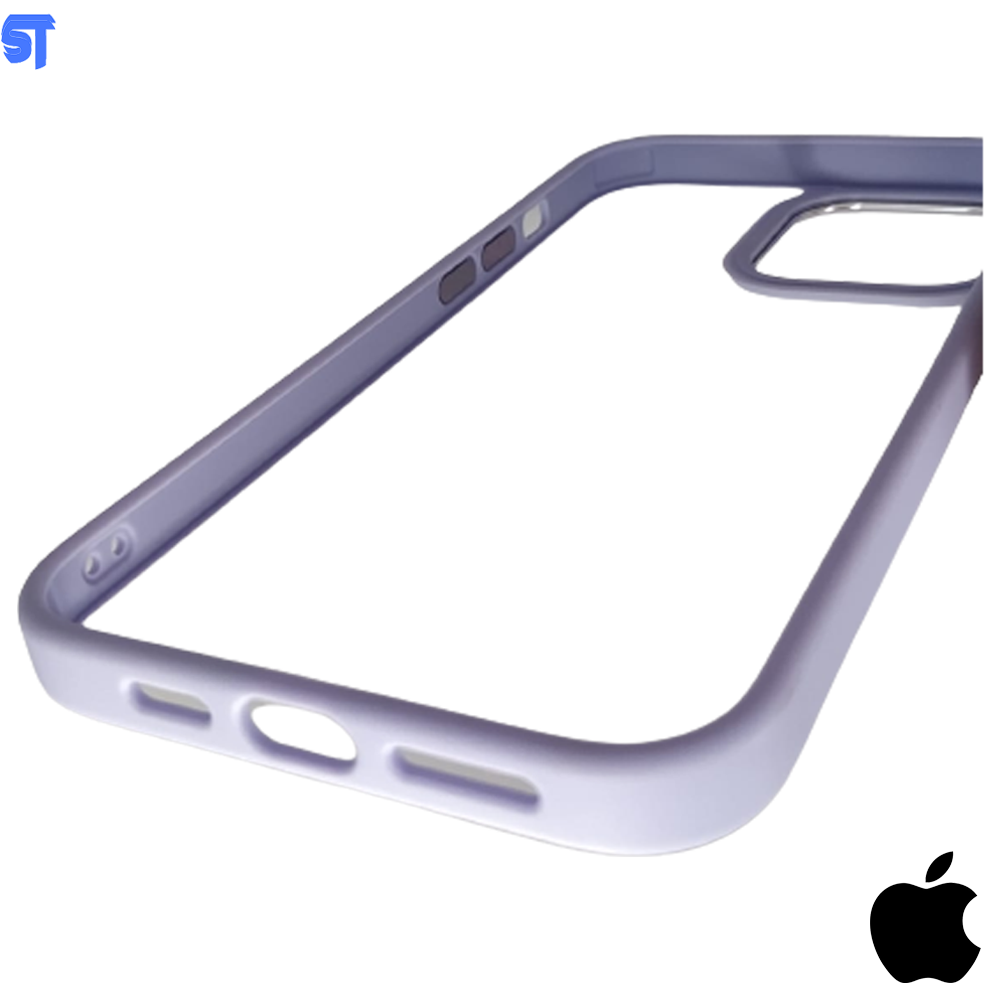 Capa Transparente Para iPhone 12 Com Frame de Metal Anti Impacto Ótimo Acabamento - Roxa