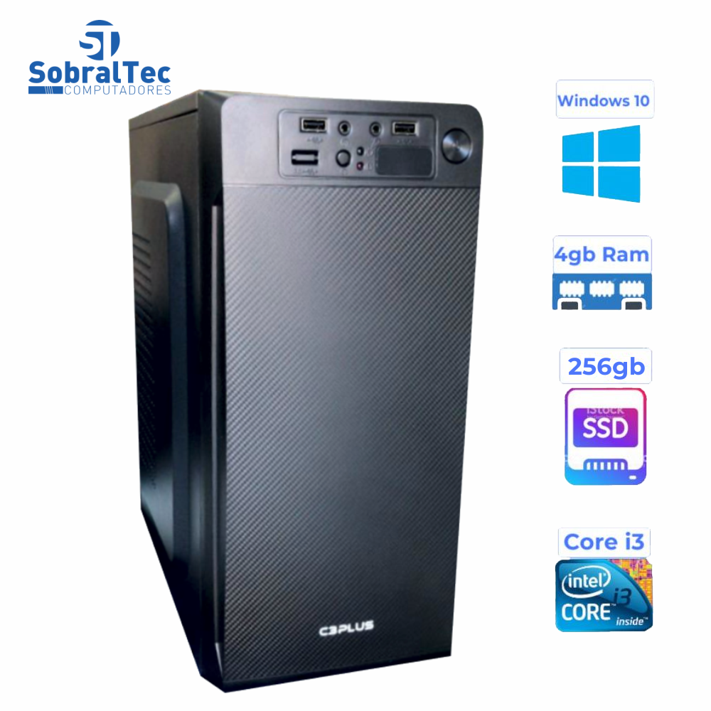 Computador Core i3-3240 HD SSD 256GB Memória Ram 4GB Moczi Gabinete C3Tec- 1851