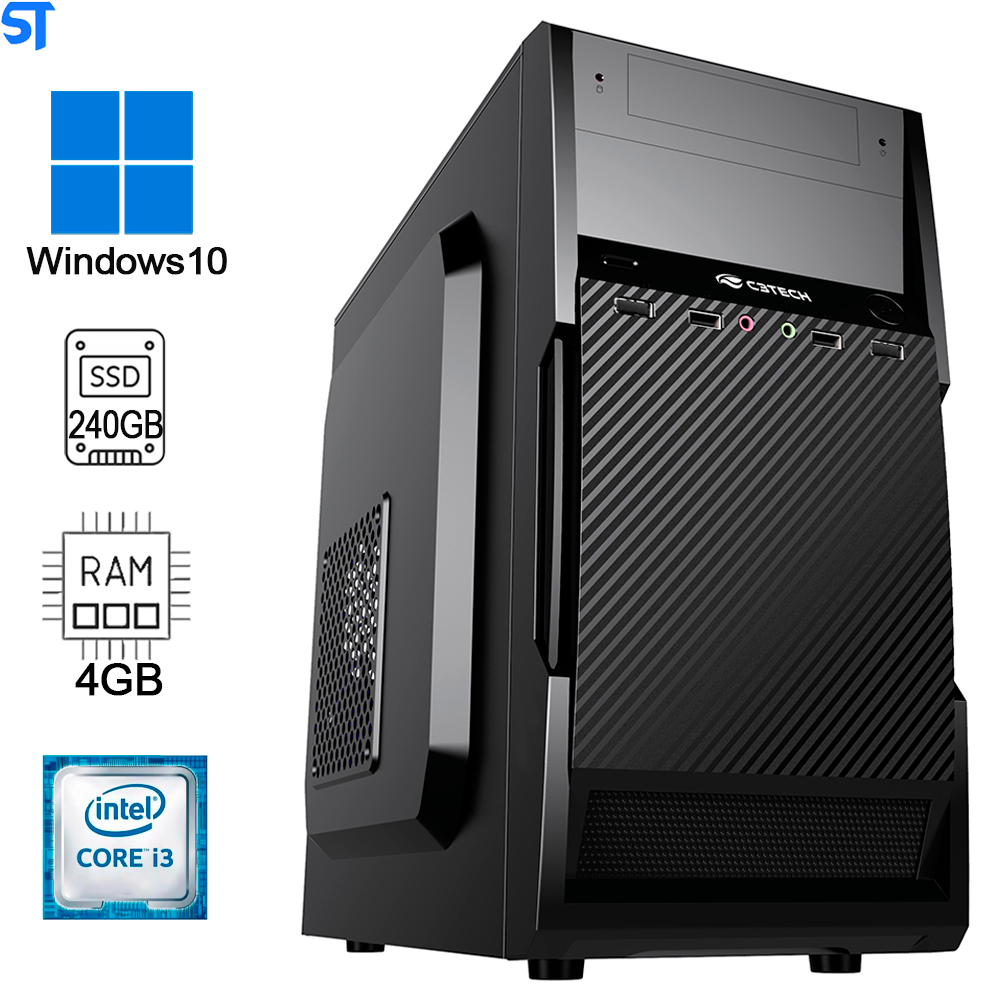 Computador Core i3-7100 - Ram 4GB DDR4 - SSD Kingston 240GB - Gabinete ATX MT-25V2BK