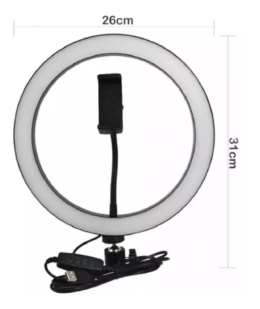 Iluminador Ring Ligth Anel Luz 26cm Led Fotos Mak