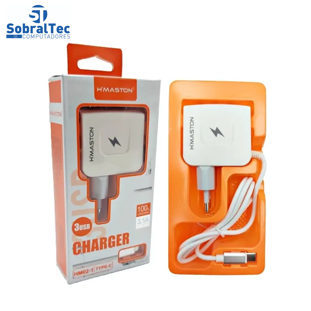 Carregador Com 3 Portas USB 3.1A H'maston - HM02 V8
