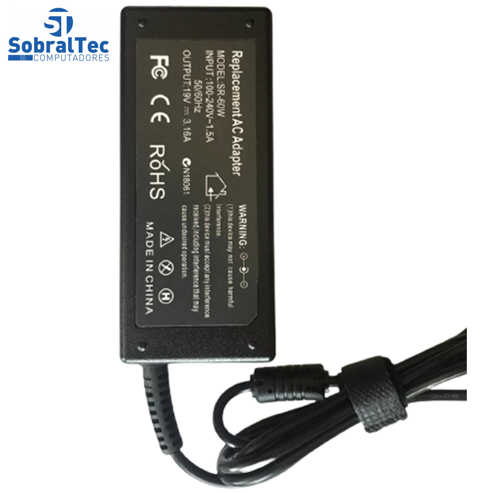 Fonte Notebook Samsung 19v 3.16A Replacement AC 5.5 x 3.0 Mm Model SR-60W