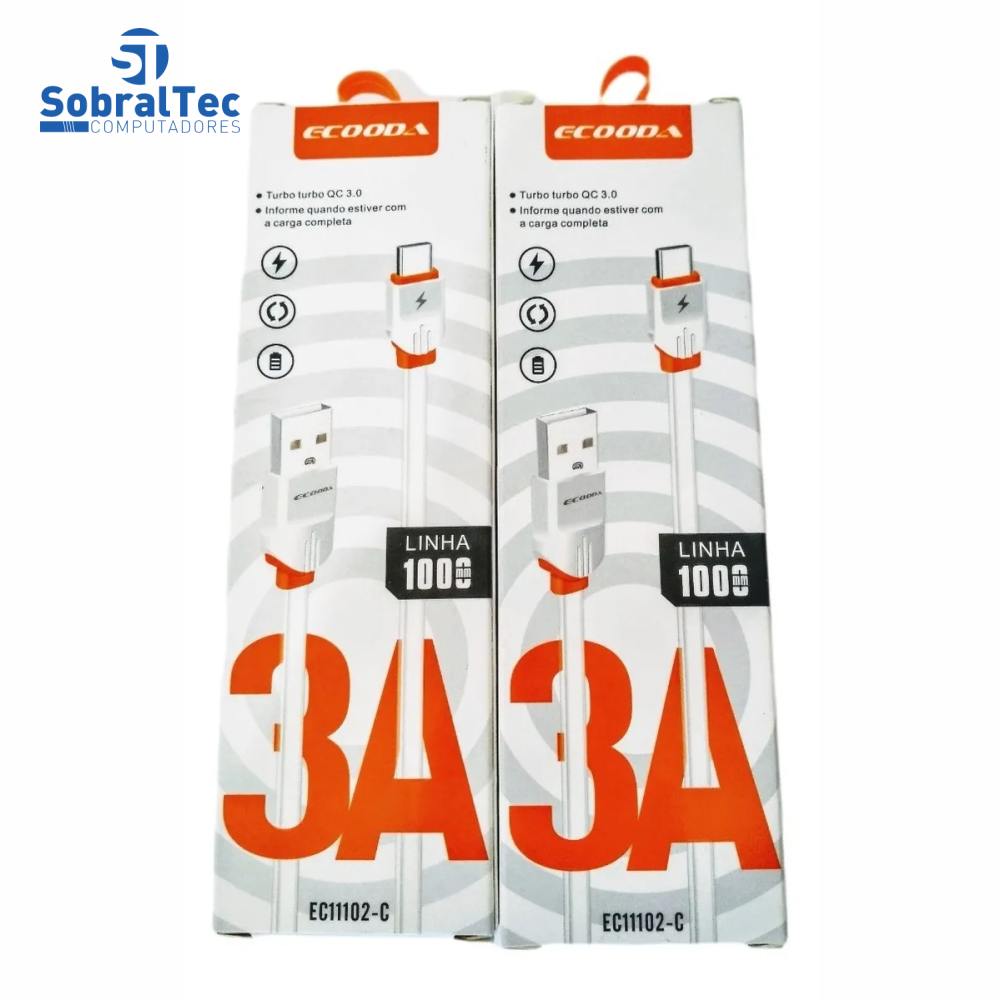 Cabo De Dados Tipo C 1M Turbo Qc 3.0 3A Ecooda Ec11102-C