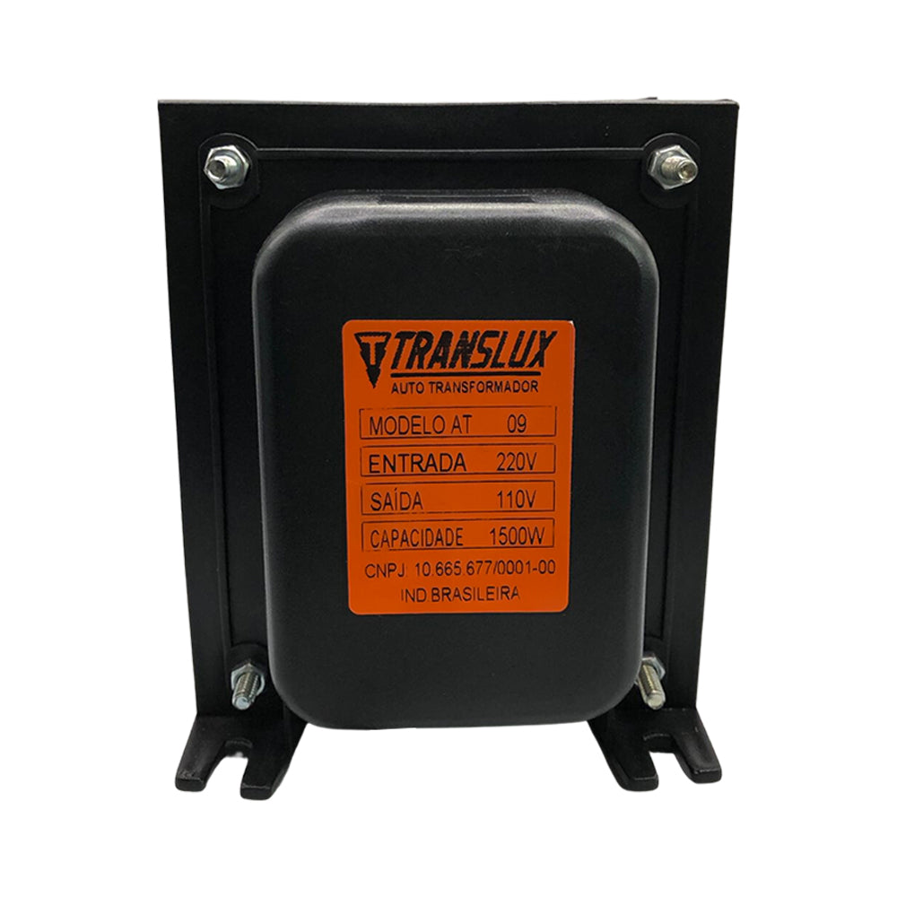 Auto Transformador Entrada 220V Saída 110V 1500W Translux Preto - AT09 (S/CAIXA)
