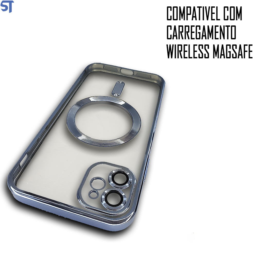 Capa Transparente Com Carregamento Magnetico Para iPhone 11 - Azul Marinho