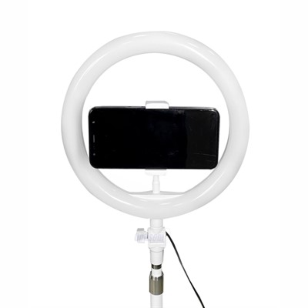 Iluminador Ring Light Usb 120 Leds 26Cm 3200k 5600k Com Mini Tripe 40Cm e Suporte Para Smartphone Exbom ILUM-R10P15