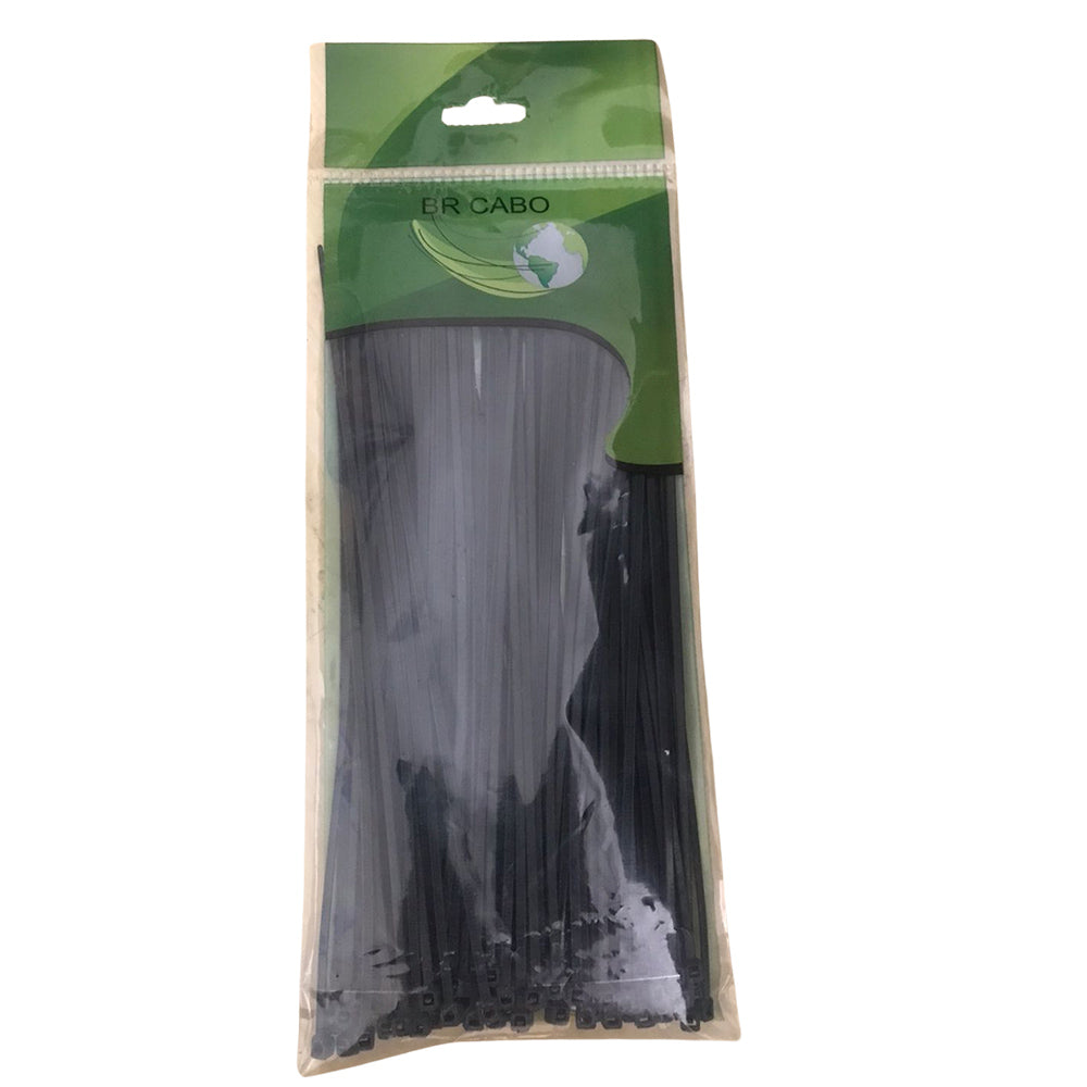 Abraçadeira Nylon 20CM Preta 2.5MM Pacote Com 100Unidades BrCabo