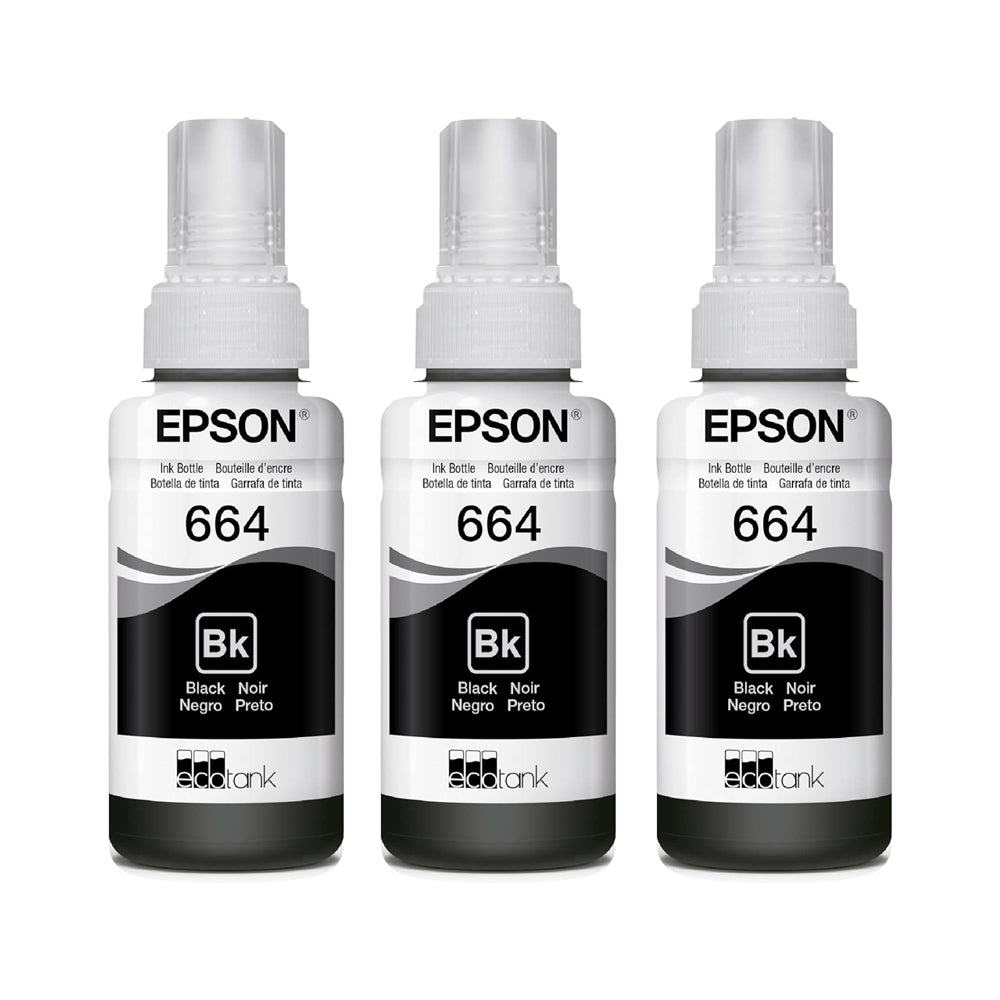 Refil de Tinta Epson 664 Preto T664120 AL Original - Rende até 4.000 Paginas Para Ecotank L110 / á L395 / L495- Fora da
