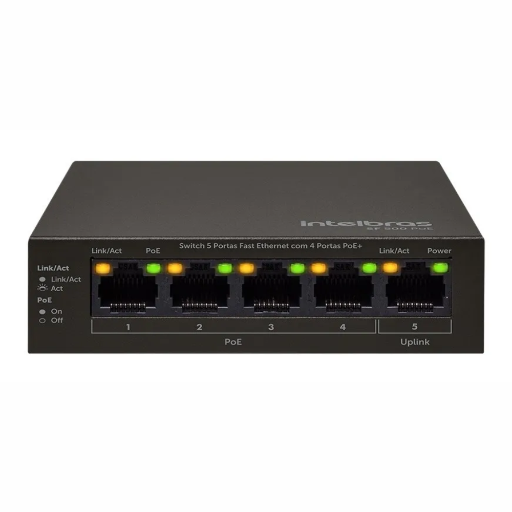 Switch 5 Portas Fast Com 4 Portas Poe SF 500 Intelbras7896637679534