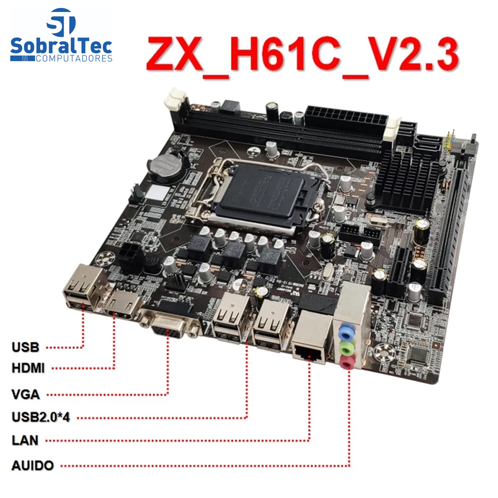 Placa Mãe Soket LGA 1155 DDR3 ZX-H61C V2.3