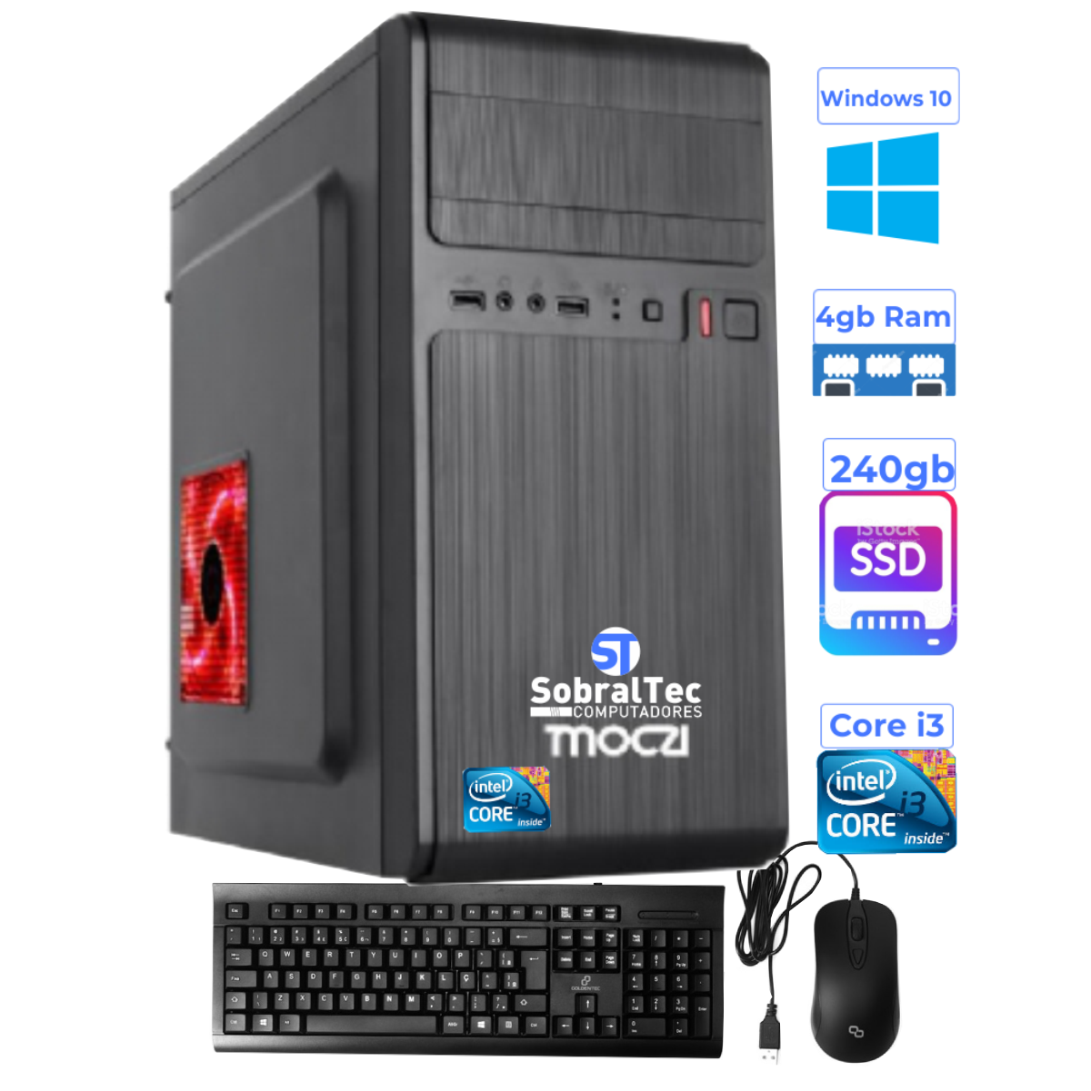 Computador SobralTec Core i3/3220- Ssd 240Gb- Memória 4Gb- Teclado/Mouse 2-Bti