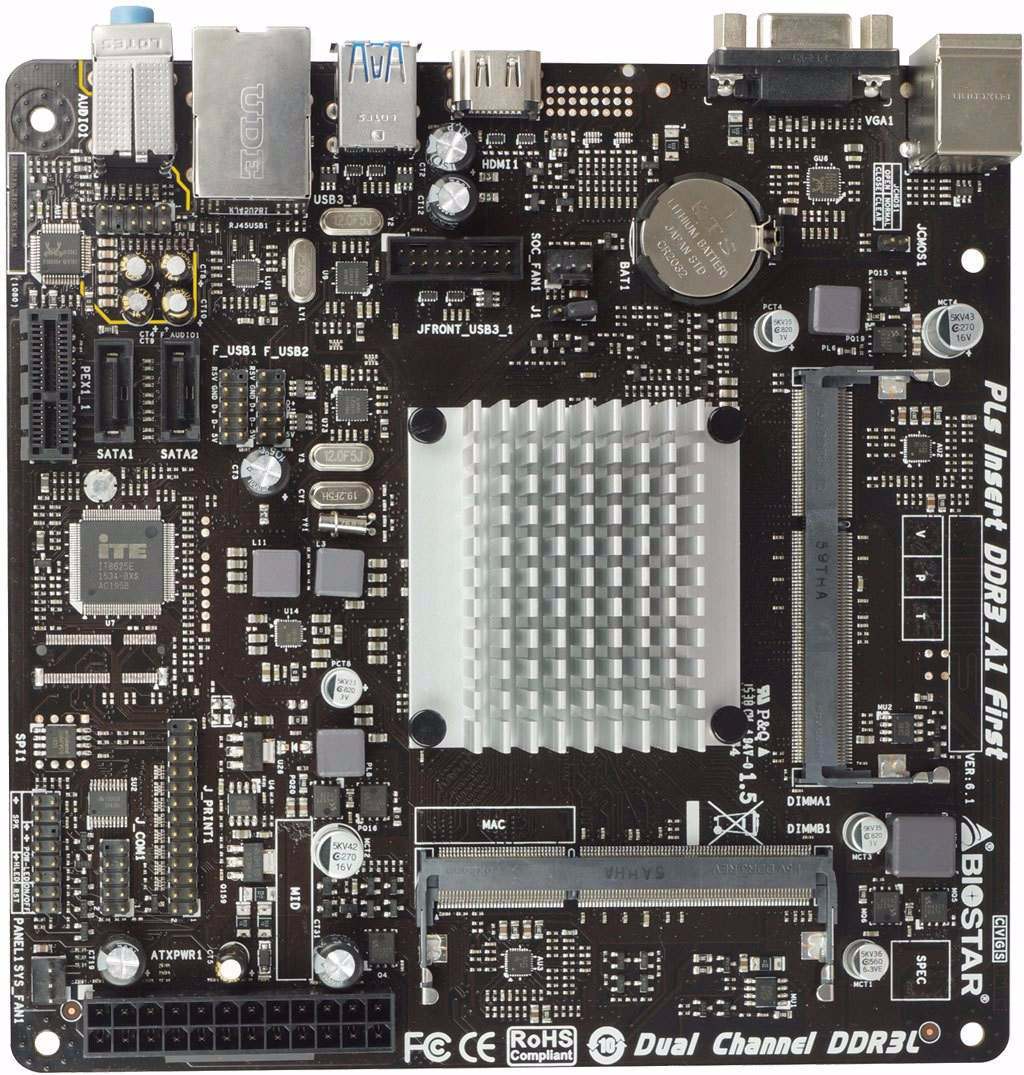 Placa Mãe Mini iTX Biostar J3060NH+ Processador Dual Core Ddr3L