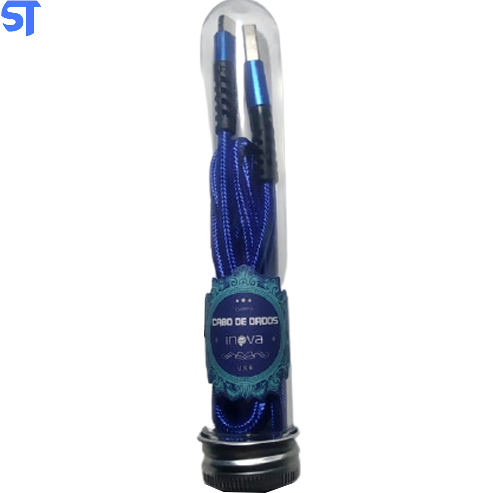 Cabo Tipo C Trançado Em Nylon Tubo 1 Metro Inova Azul