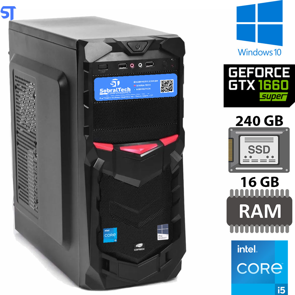 Computador Core i5- 10400F  HD SSD 240GB Walram Memoria 16GB Netac  Placa de Video  GTX 1660, 6GB